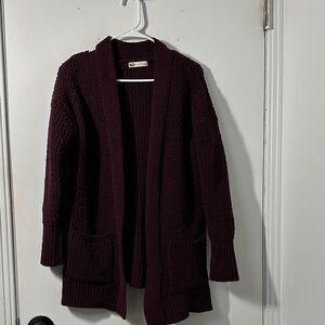 Chic Burgundy Knit Cardigan